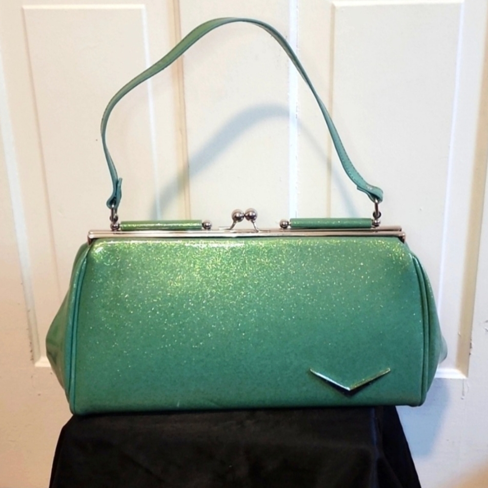 Lux De Ville Vintage "Get Away" Purse (Seafoam green sparkly)